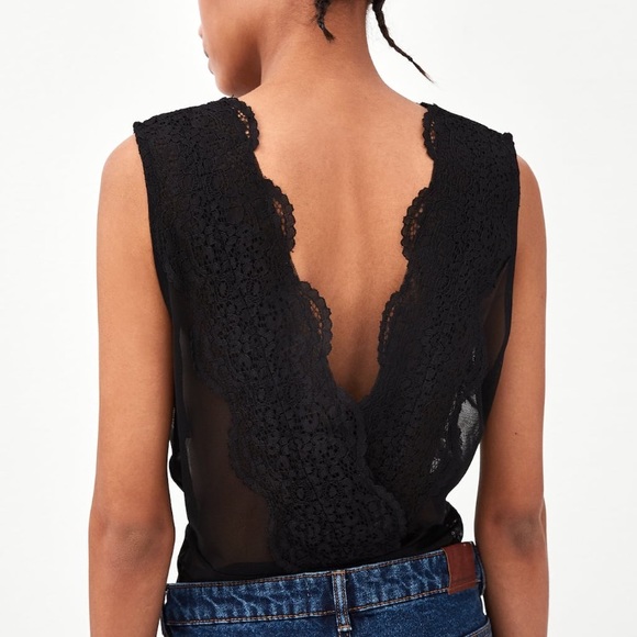 🌸SOLD🌸 Zara Black Lace Bodysuit Size S - Picture 3 of 5